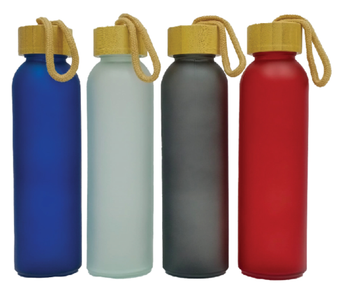 Glass Bottle with Bamboo Lid Frosted Black - Novelty