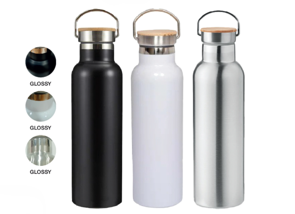 Double Wall Stainless Steel Bottle with Bamboo Lid - Novelty