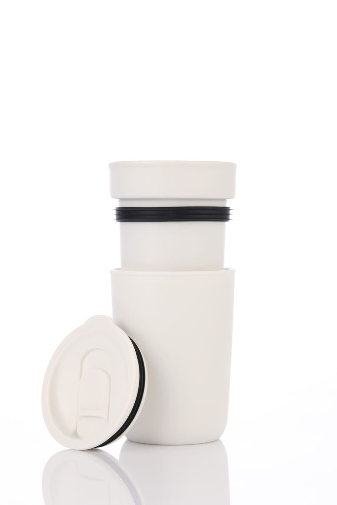Hans Larsen Premium Ceramic Tumbler With Recycled Protective Sleeve - White - Novelty
