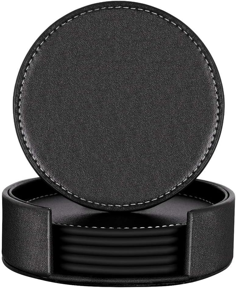 COASTER PU LEATHER WITH HOLDER - Novelty