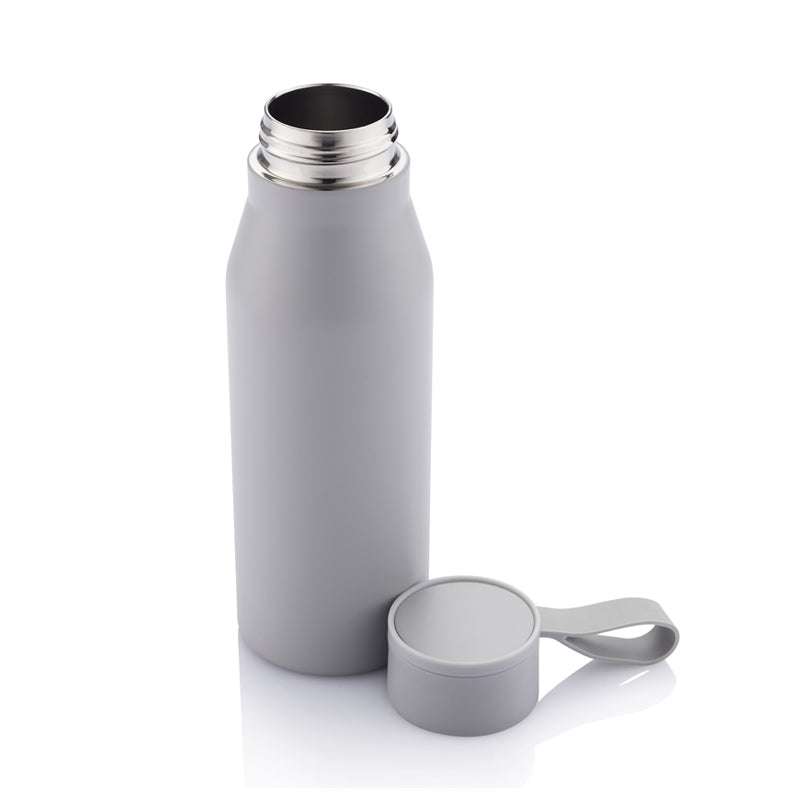 R-NEBRA - CHANGE Collection Recycled Stainless Steel Vacuum Bottle with Loop - Grey - Novelty