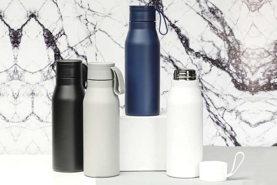 R-NEBRA - CHANGE Collection Recycled Stainless Steel Vacuum Bottle with Loop - Navy Blue - Novelty