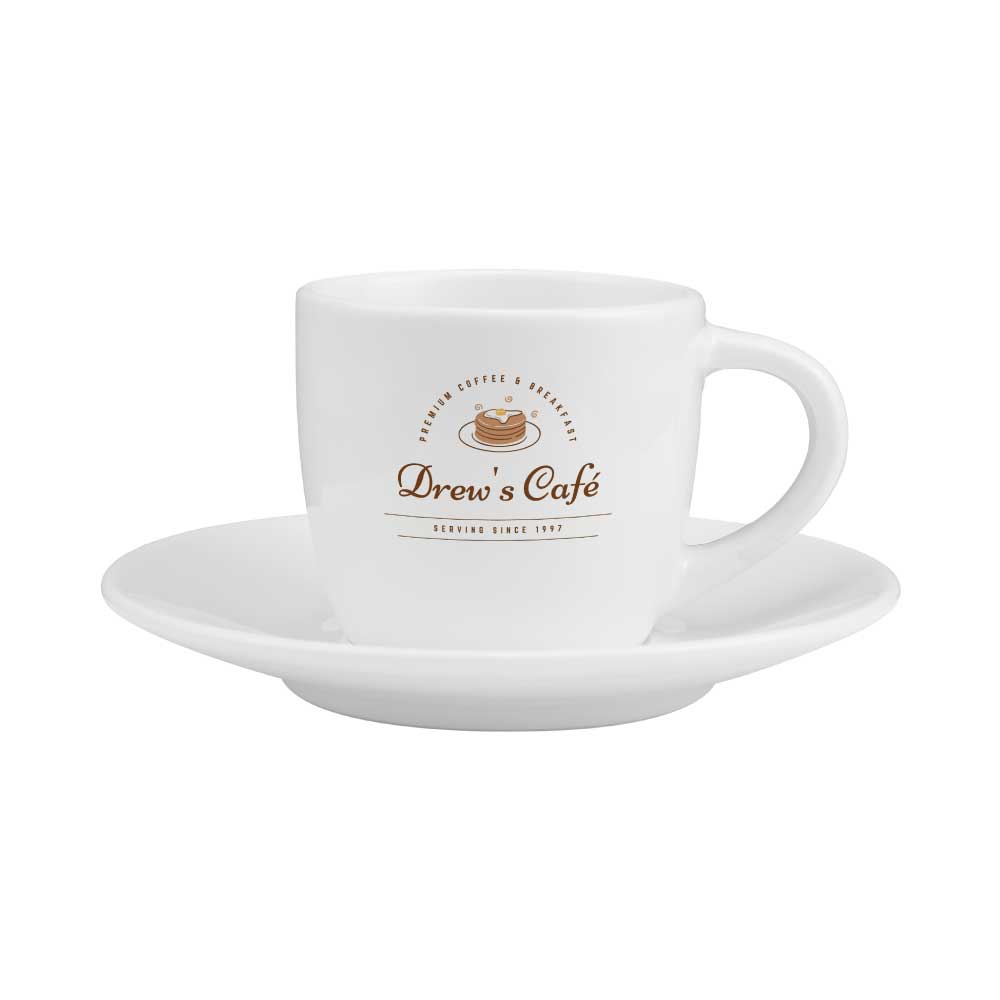 Sublimation White Ceramic Cup & Saucer 100ml Capacity - Novelty