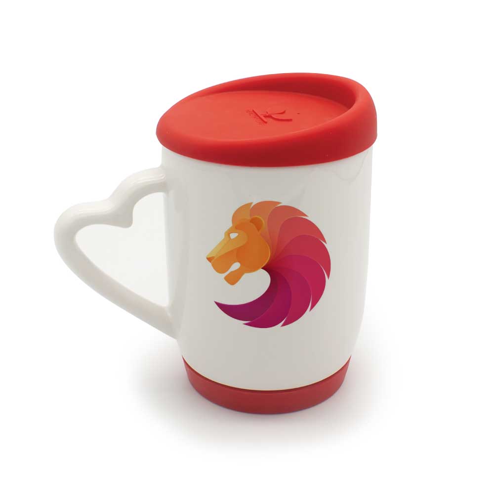 Custom White Ceramic Mugs with Silicone Cap & Base – Logo Printed Drinkware - Novelty