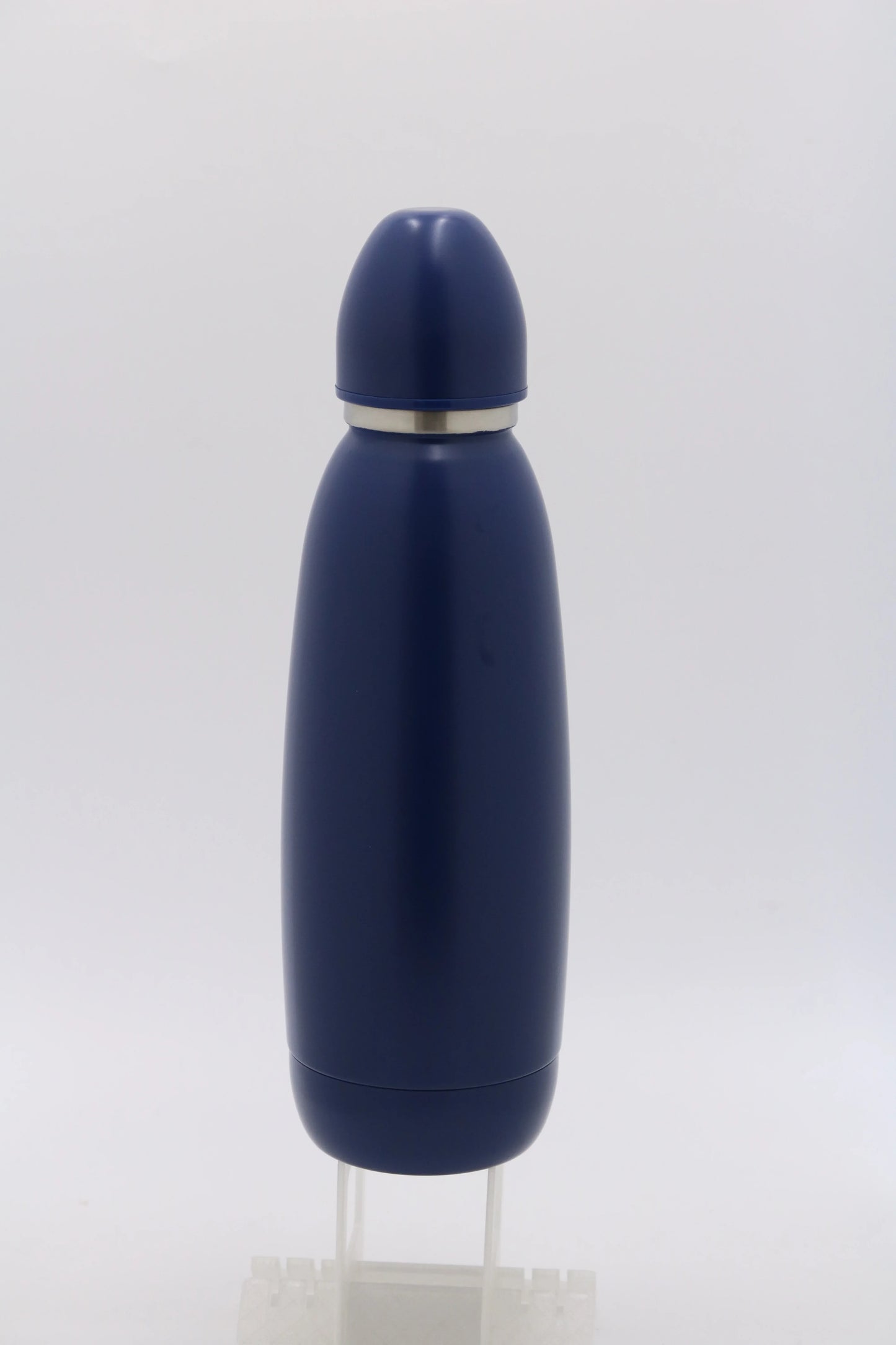 Sleek navy blue Bullet Bottle with a smooth, insulated design and silver band detail near the cap
