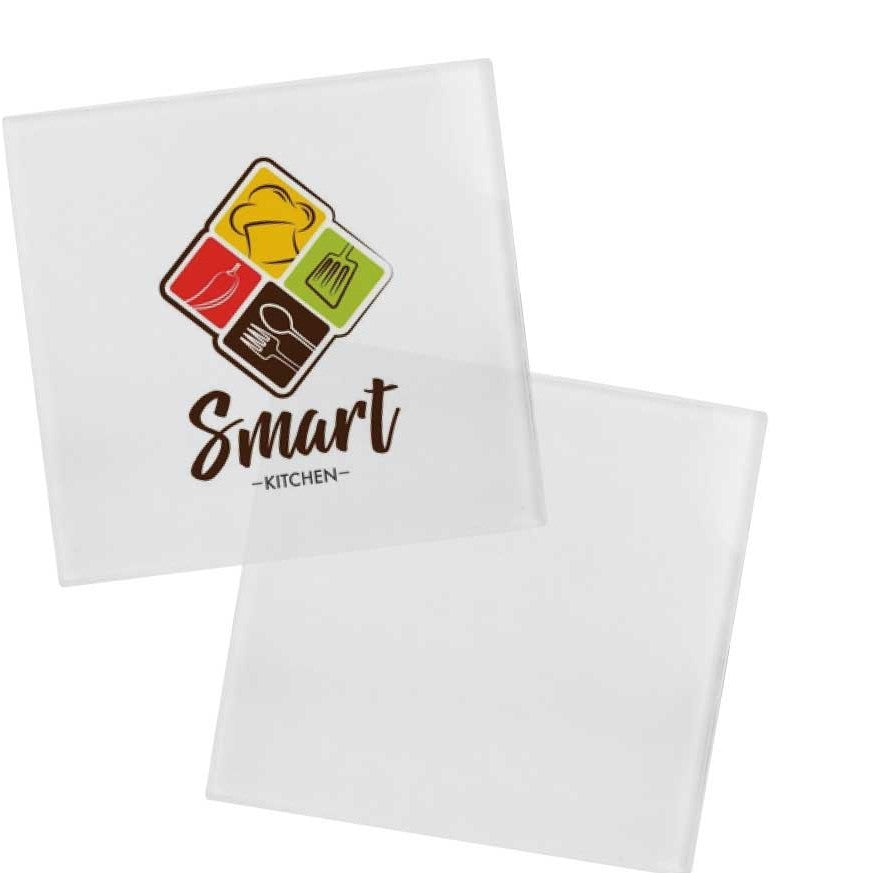 Custom Glass Tea Coasters Dubai | Set of 4 Logo Printed Coasters UAE | Corporate Desk Gifts - Novelty