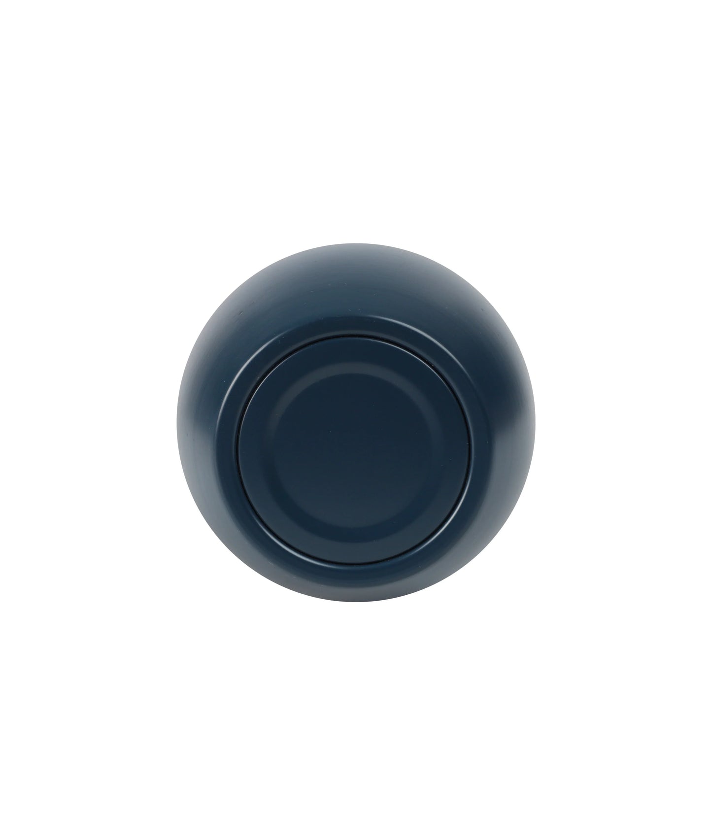 Top view of a sleek dark blue Tumbler with a smooth round lid against white background