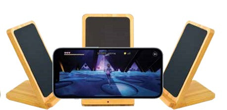BAMBOO PHONE HOLDER WIRELESS CHARGER LIGHT UP LOGO - Novelty
