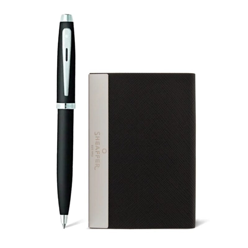 Matte Black Ballpoint Pen and Business Card Holder - Novelty