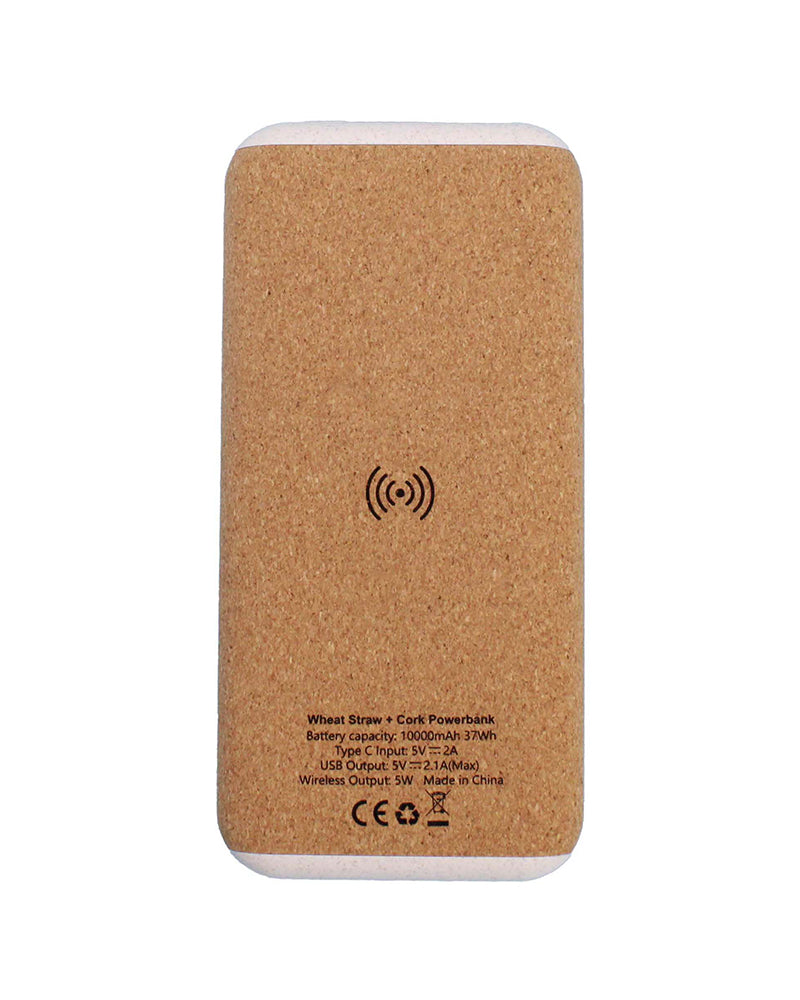 10000 mAh Wheat Straw + Cork Power Bank - Novelty
