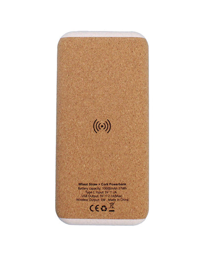 10000 mAh Wheat Straw + Cork Power Bank - Novelty