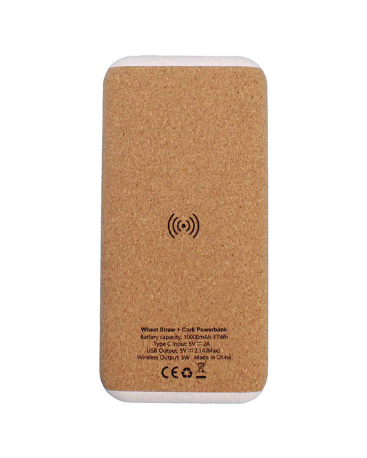 10000 mAh Wheat Straw + Cork Power Bank - Novelty