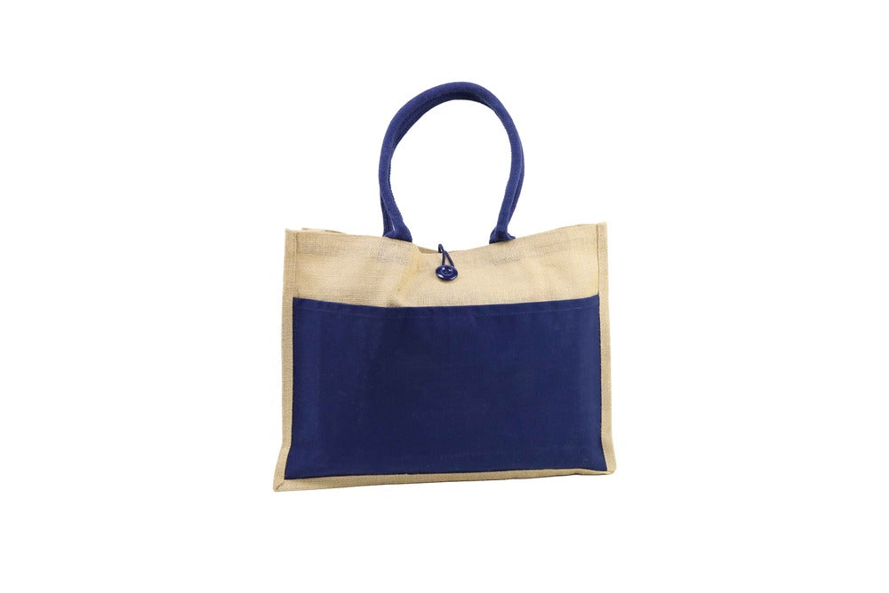 Jute Bag With Canvas Pocket - Novelty