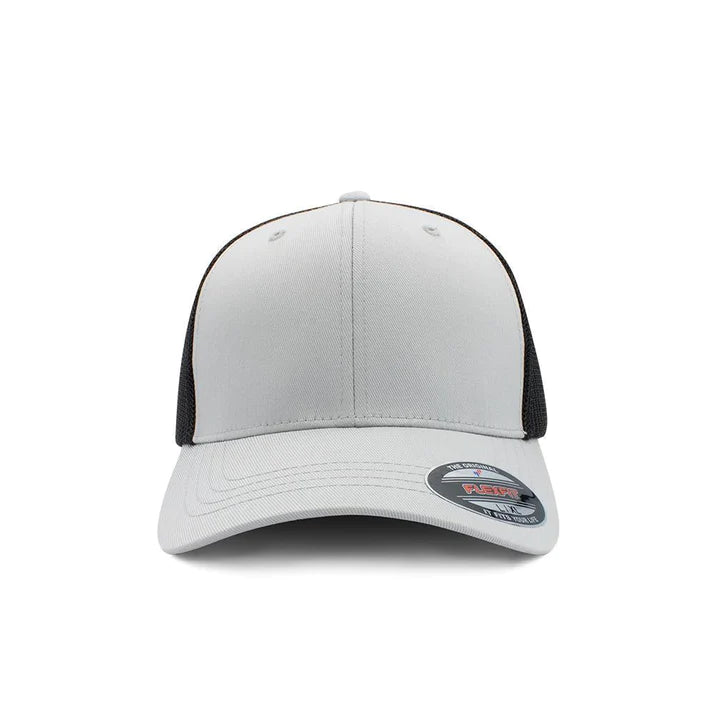 FLEXFIT TRUCKER – MEDIUM GREY & BLACK – 6511 X MESH - Novelty