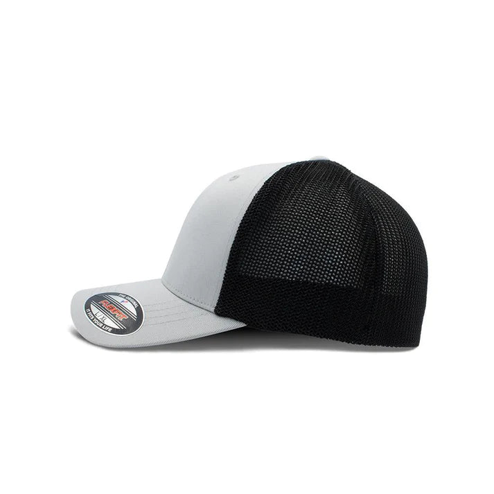 FLEXFIT TRUCKER – MEDIUM GREY & BLACK – 6511 X MESH - Novelty