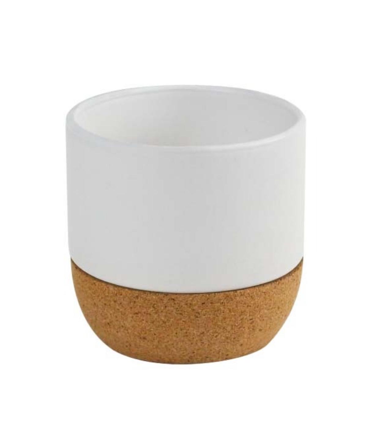 White ceramic cup with a cork bottom, modern and minimalist design for everyday use, Ceramic Mug with Cork Bottom