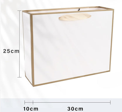 White with Gold Border Gift Paper Bag - Novelty