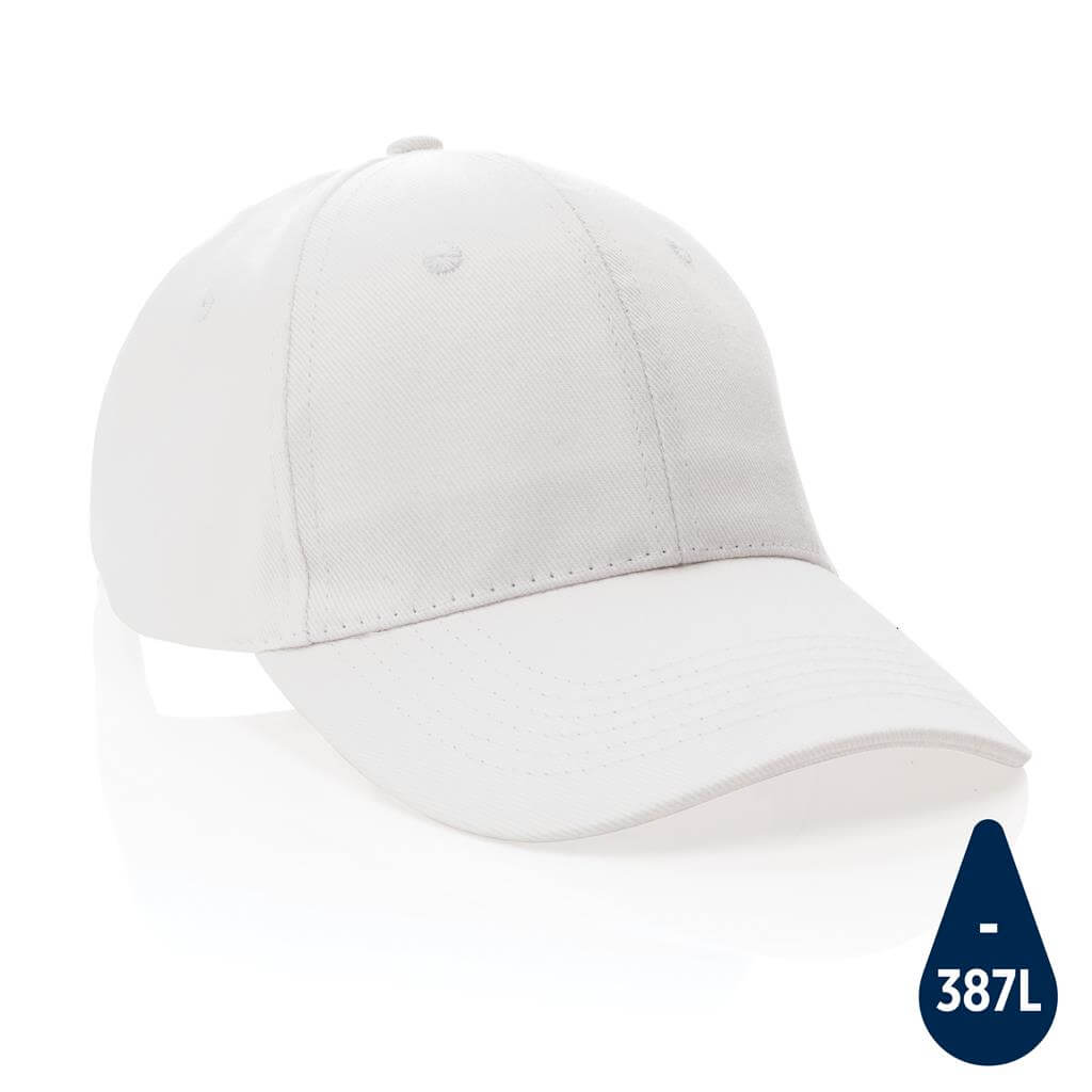 Impact AWARE™ 6 Panel 280gr Recycled Cotton Cap – White - Novelty