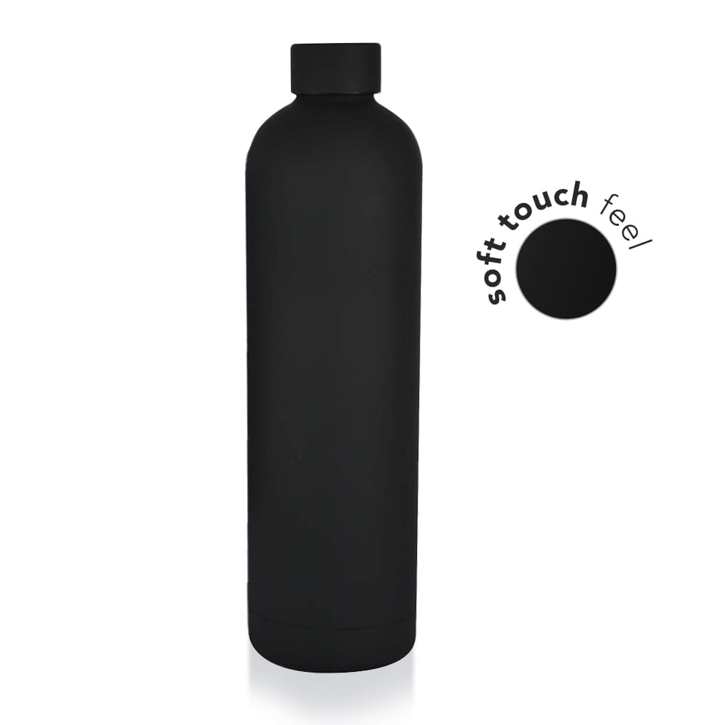 GRIGNY - Soft Touch Insulated Water Bottle - 1000ml - Black - Novelty