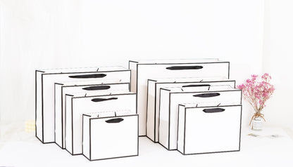 White with Black Border Gift Bags - Novelty