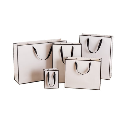 White with Black Border Gift Bags - Novelty