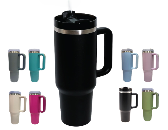 1.2L Double Walled Tumbler  with a Reusable Straw - Novelty