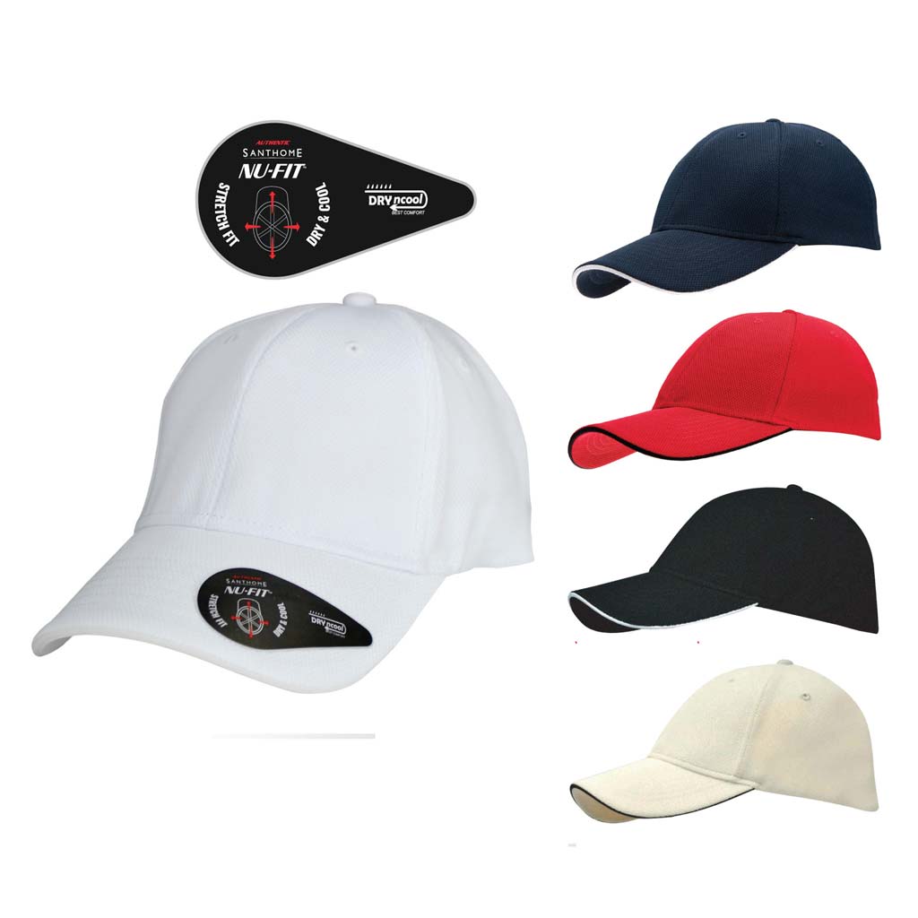 Santhome Nu-Fit® Performance Stretch-Fitted Cap – Navy Blue / White - Novelty