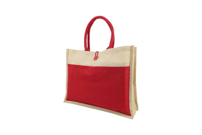 Jute Bag With Canvas Pocket - Novelty