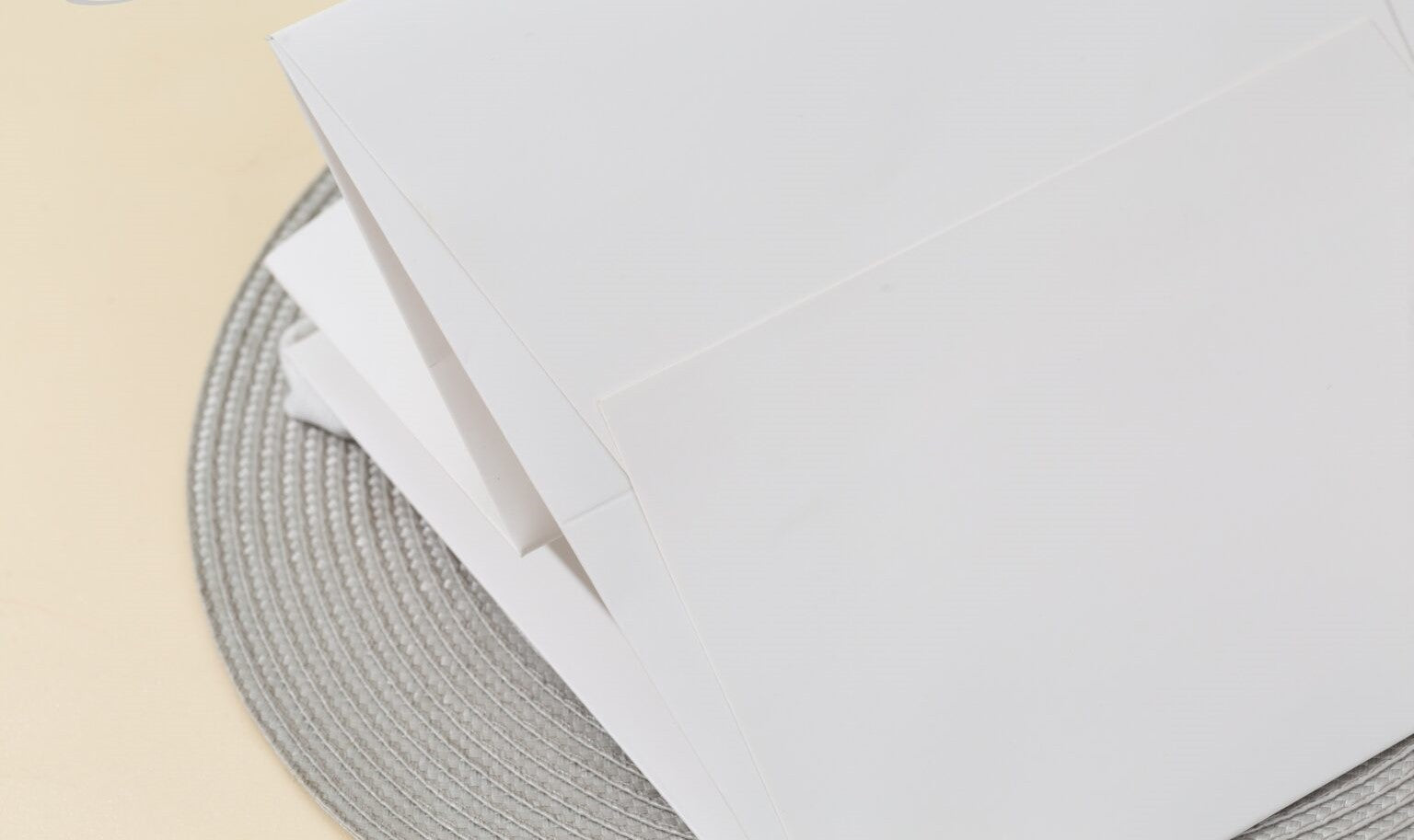 Square Base Plain White Paper Bags with Ribbon Handle - Novelty