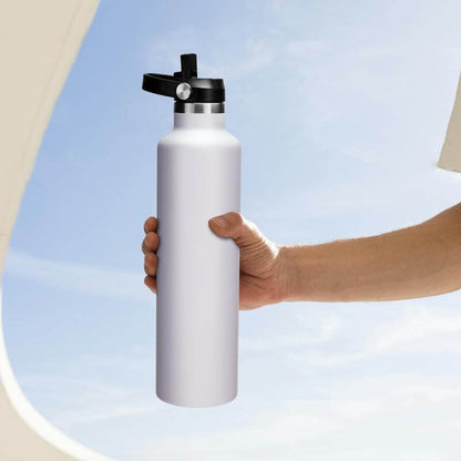 Hans Larsen Vacuum Stainless Steel Bottle with Sports Lid - 1L - White - Novelty