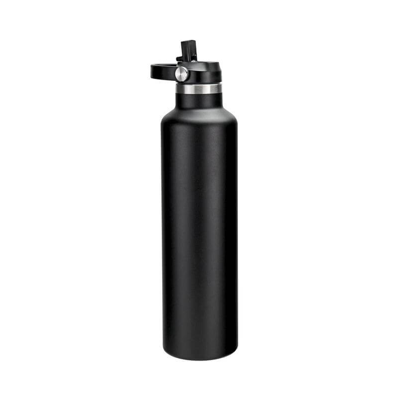 Hans Larsen Vacuum Stainless Steel Bottle with Sports Lid - 1L - Black - Novelty