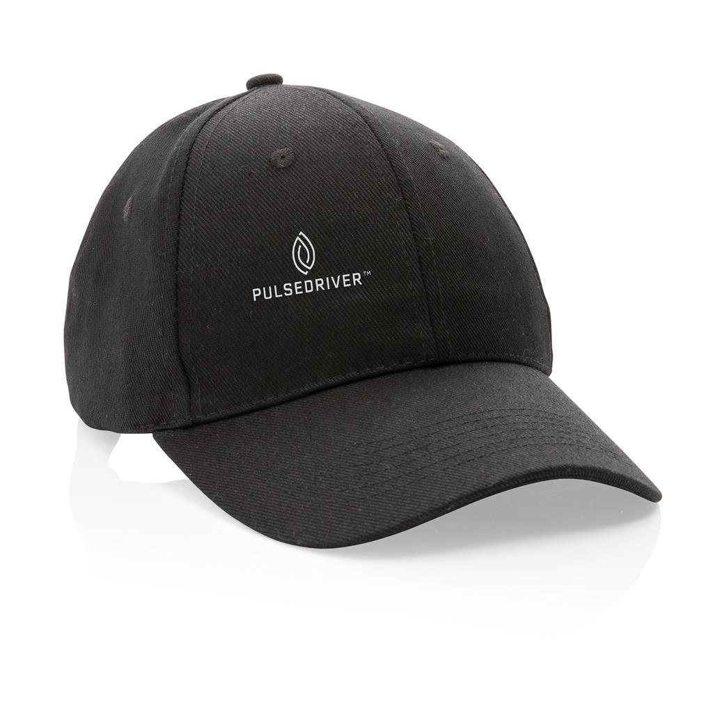 Impact AWARE™ 6 Panel 280gr Recycled Cotton Cap – Black - Novelty