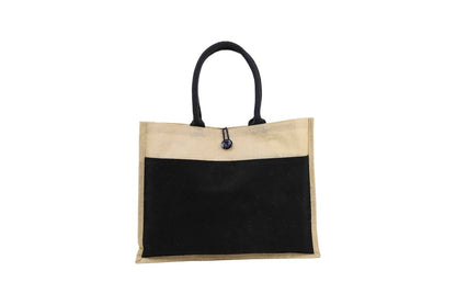Jute Bag With Canvas Pocket - Novelty
