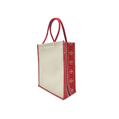 Canvas Jute Laminated Sadu Print Bag - Novelty