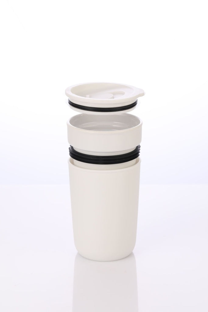 Hans Larsen Premium Ceramic Tumbler With Recycled Protective Sleeve - White - Novelty