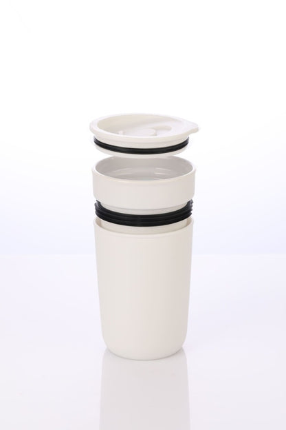 Hans Larsen Premium Ceramic Tumbler With Recycled Protective Sleeve - White - Novelty