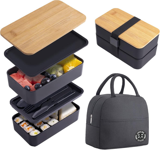 2-LAYER PLASTIC LUNCH BOX WITH CUTLERY SET - Novelty