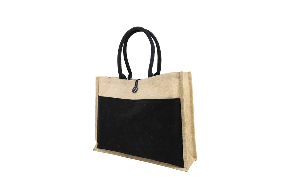 Jute Bag With Canvas Pocket - Novelty