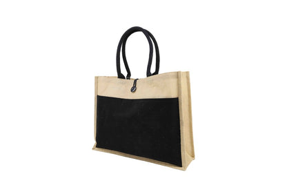 Jute Bag With Canvas Pocket - Novelty