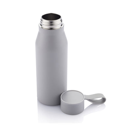 R-NEBRA - CHANGE Collection Recycled Stainless Steel Vacuum Bottle with Loop - Grey - Novelty