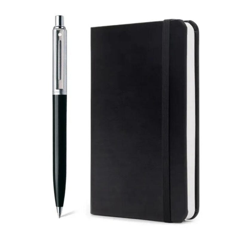 Glossy Black Ballpoint Pen and A5 Notebook - Novelty