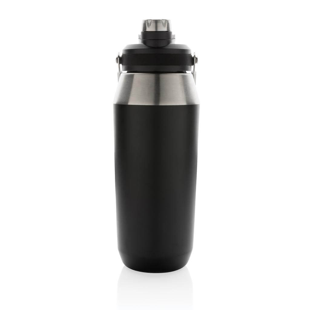 Hans Larsen Vacuum Bottle with Solid Handle and Dual Lid - 1L - Black - Novelty