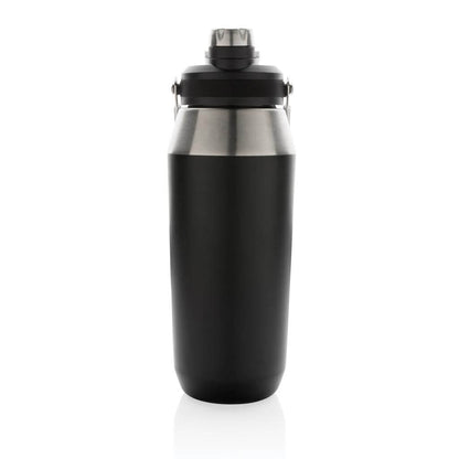 Hans Larsen Vacuum Bottle with Solid Handle and Dual Lid - 1L - Black - Novelty
