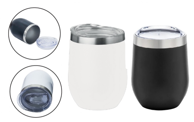 Double Wall SS Cup with Clear lid- 300ml - Novelty