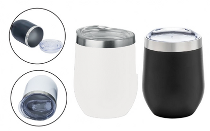 Double Wall SS Cup with Clear lid- 300ml - Novelty