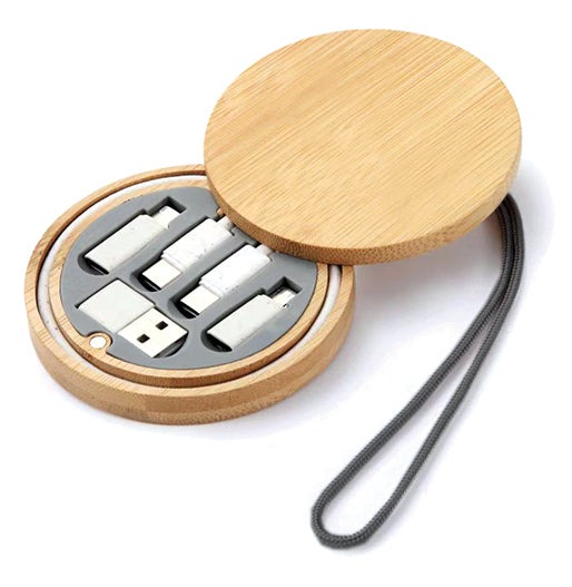 Multi USB Adapter Kit Bamboo Storage Box-1 - Novelty