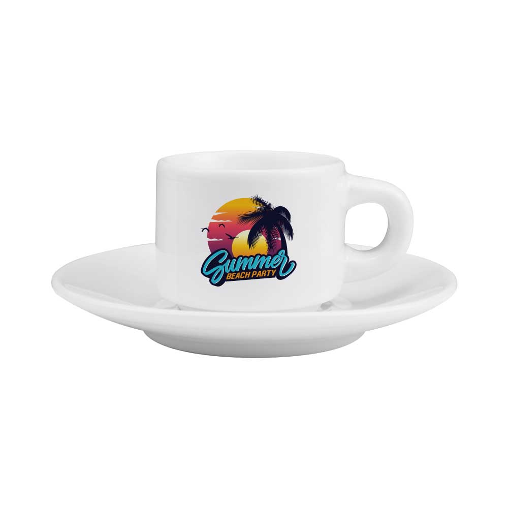 Sublimation White Ceramic Cup & Saucer 77ml Capacity - Novelty