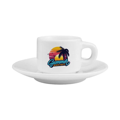 Sublimation White Ceramic Cup & Saucer 77ml Capacity - Novelty