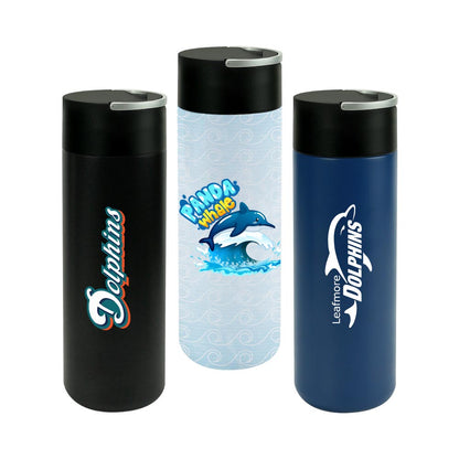 Double Wall SS Bottles, Twist-off Lid with Phone Holder 600ml - Novelty