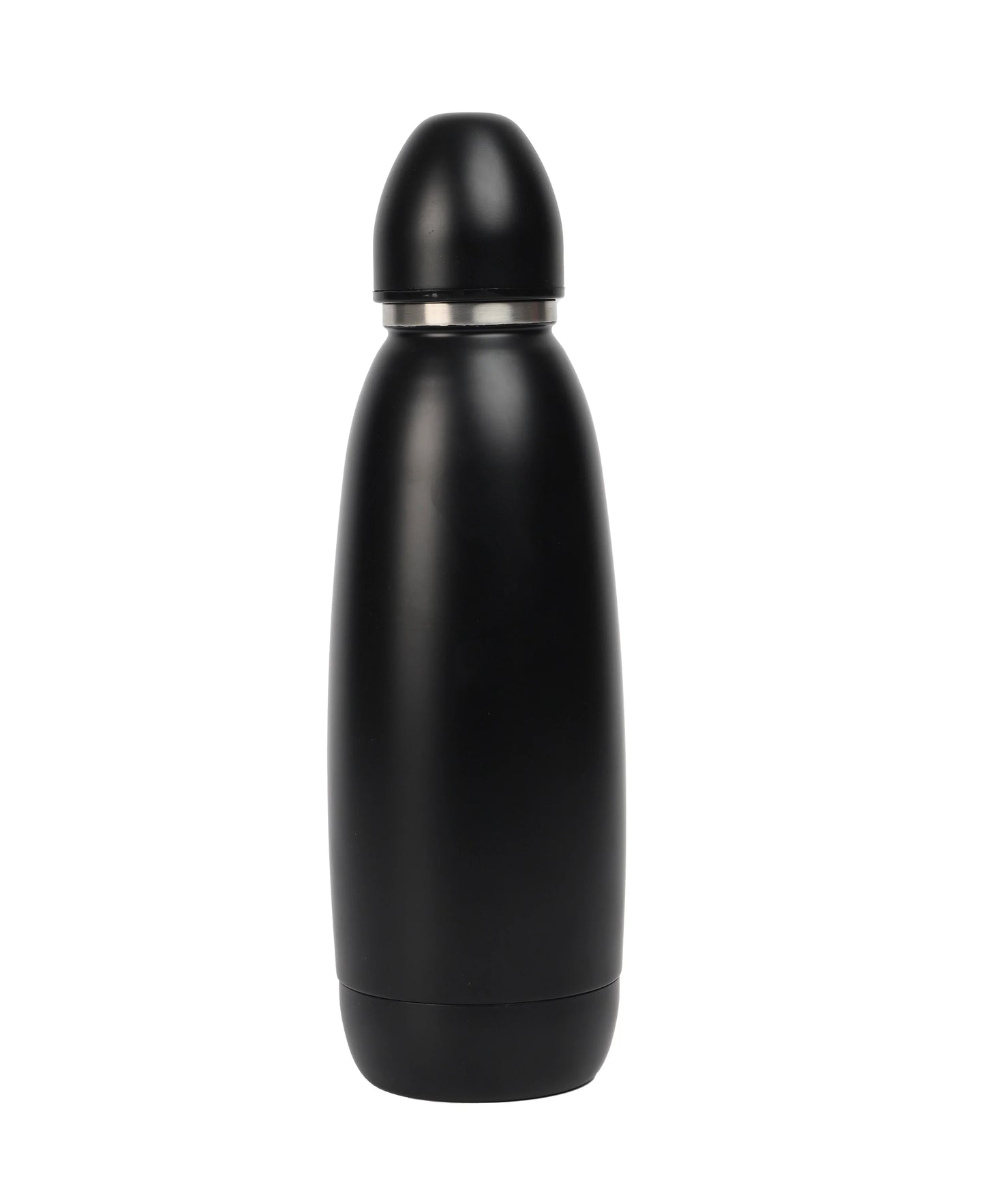 Sleek black insulated Bullet Bottle with rounded cap, designed for keeping beverages hot or cold on the go